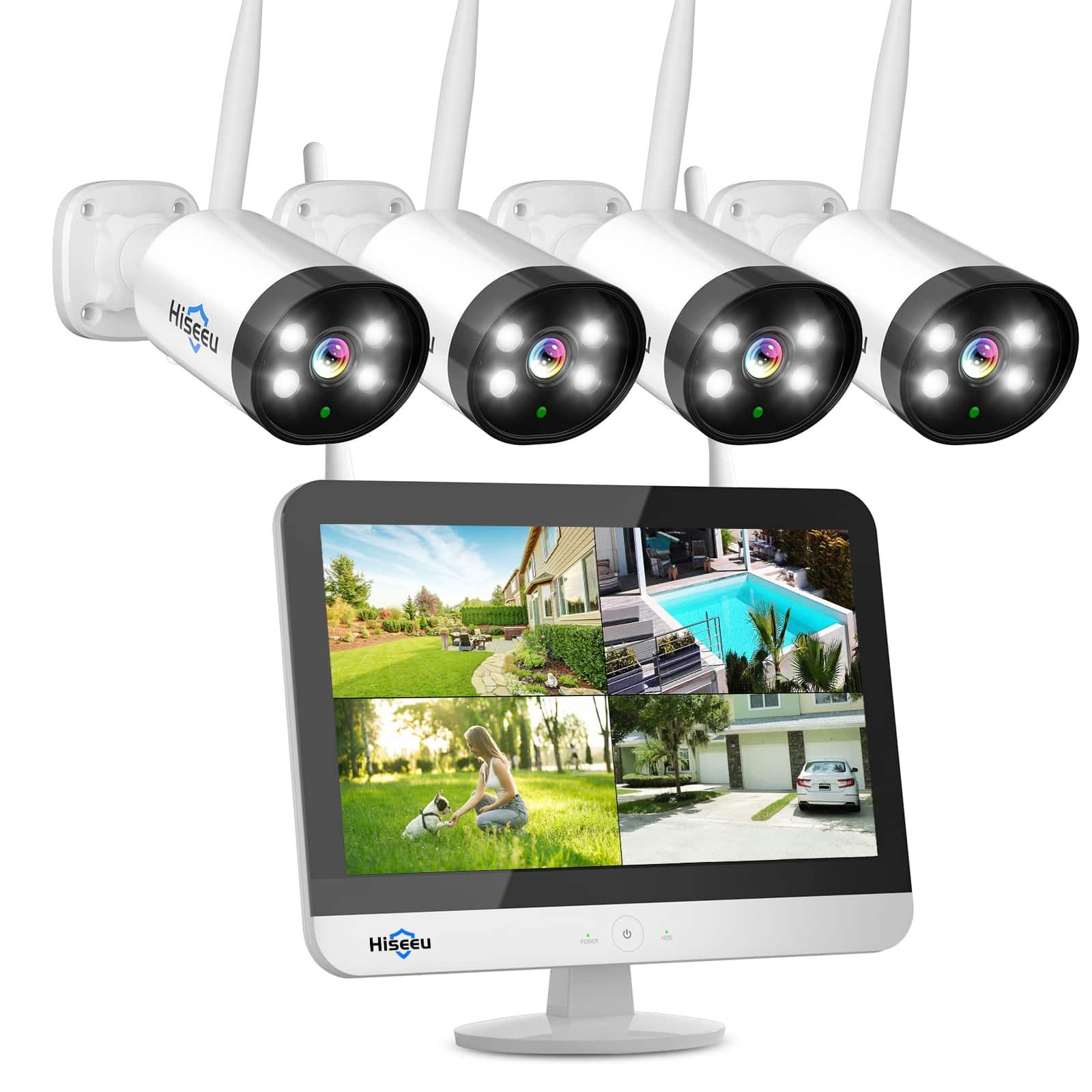[Wireless,Expandable 10Channels  12.1"Monitor NVR] 2k Wireless Security Camera System BUILD-IN HDD