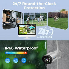 Hiseeu 4Pcs 3MP Wireless WiFi Security Camera System with 12.1" Monitor, 1TB Hard Drive,Color Night Vision , IP66 Waterproof, Motion Alert - Hiseeu