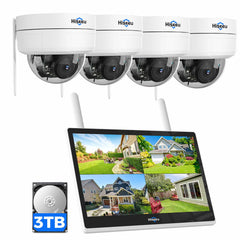 [Wireless Pro, Auto Tracking, Expandable 16Channels 14" LCD Monitor] 5MP WiFi PTZ Dome Wireless Camera System BUILD-IN 3TB HDD Explosion-Proof Outdoor