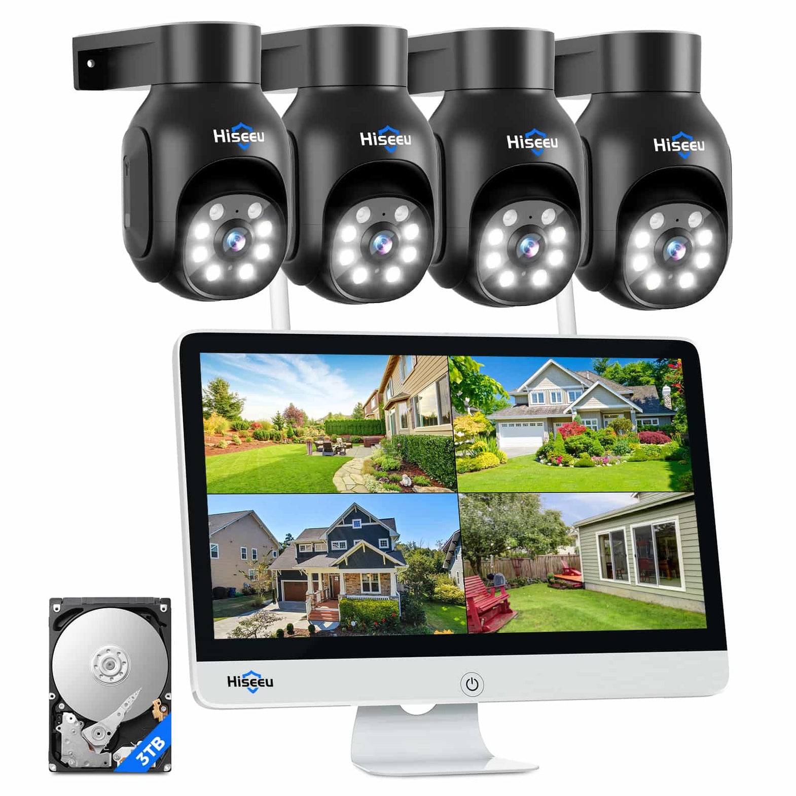 Wireless Security Camera System with Monitor | Hiseeu Home Security