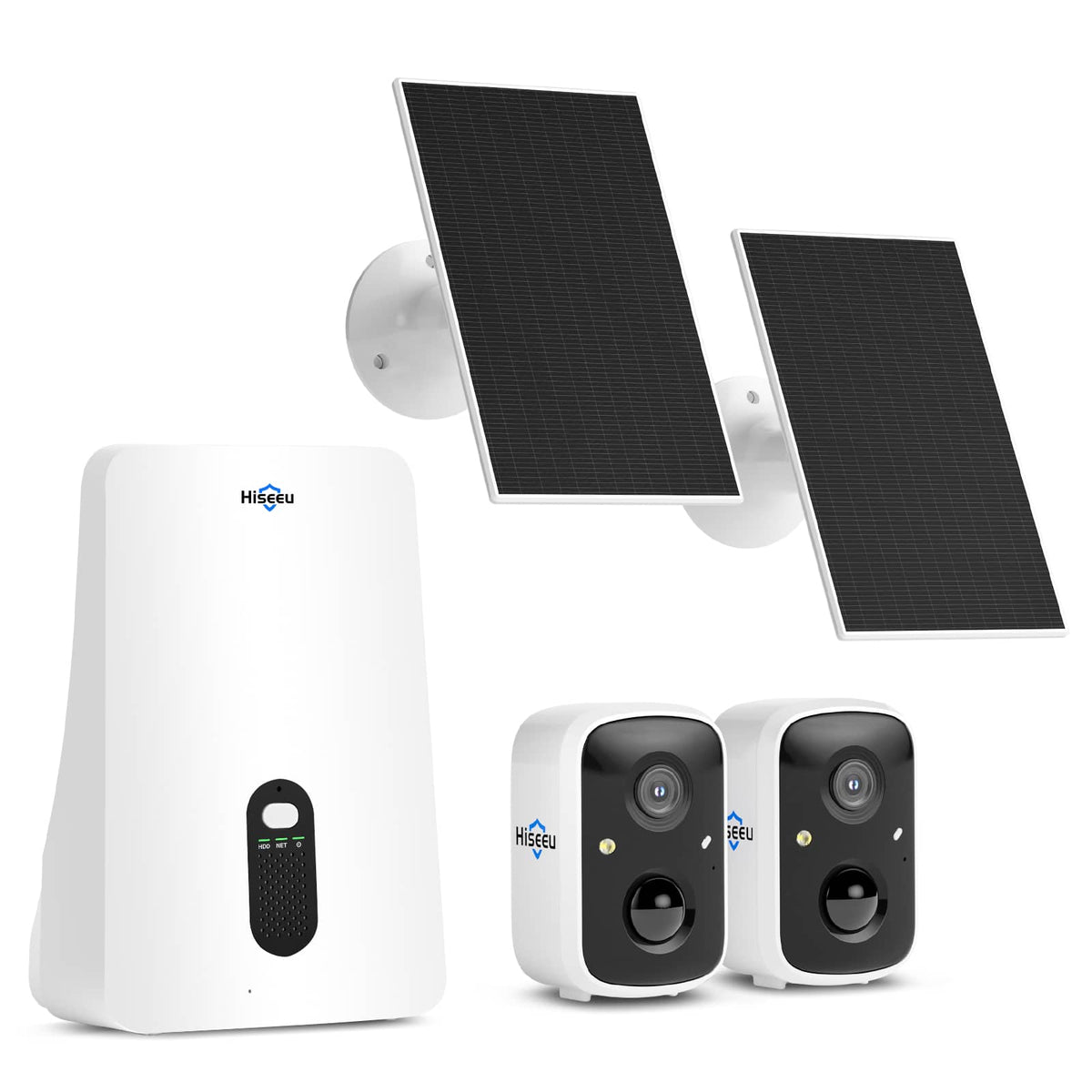 [AI Motion Detection, Expandable 10CH, 2.4G & 5G WiFi] 4MP Wireless Solar-Powered Security Cameras System With Two-Way Audio