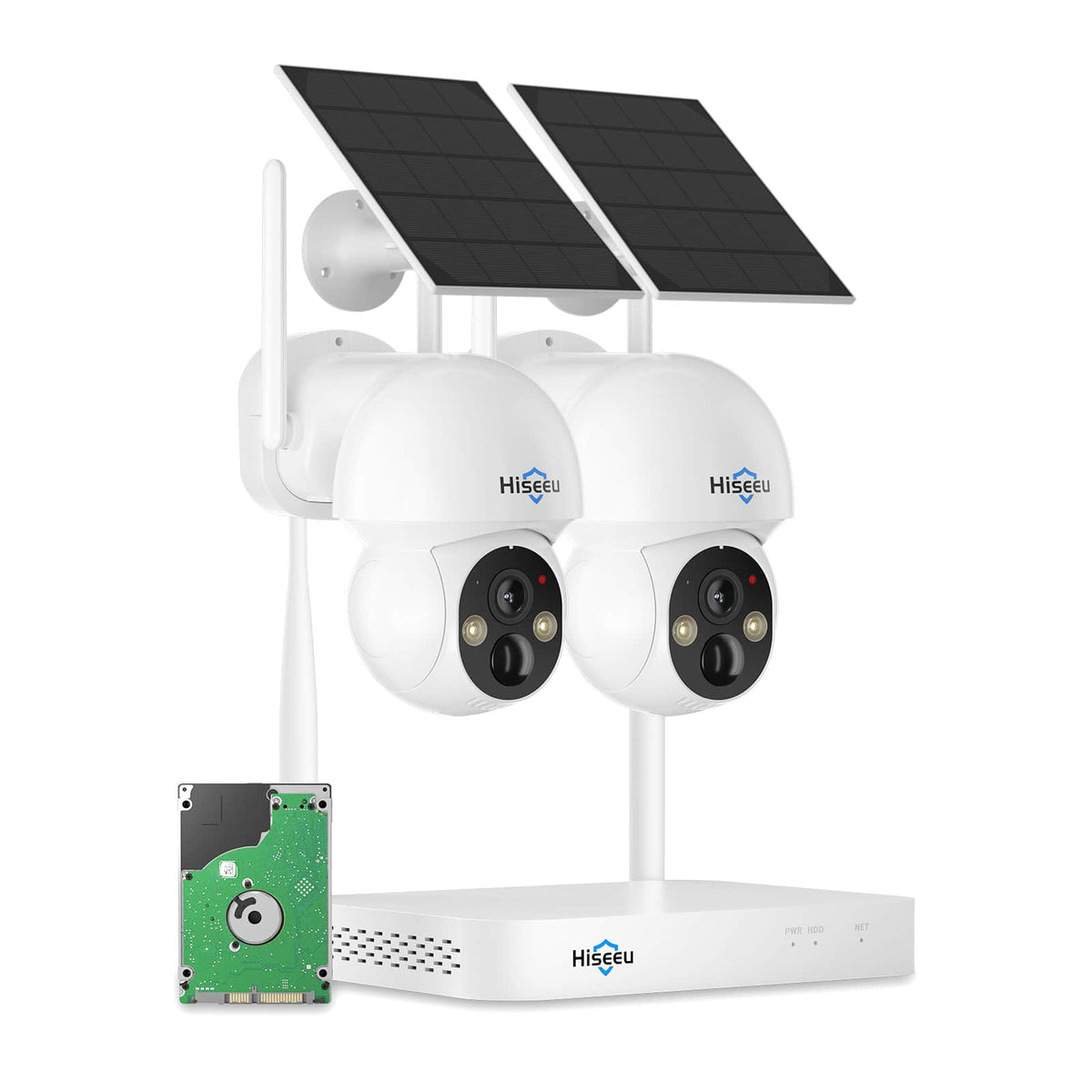 [2.4G&5G WiFi, Expandable 10CH 4K NVR] 4MP Solar Wireless Security Camera System BUILD-IN HDD