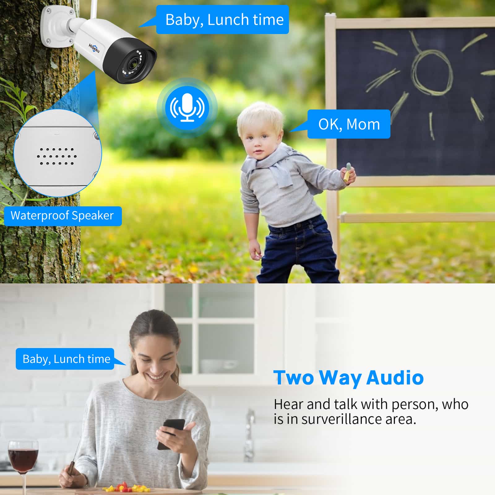 [Wireless Pro, 100ft Range, Expandable 16Channels 4K NVR] 5MP Wireless Security Camera System BUILD-IN HDD With Two Way Audio