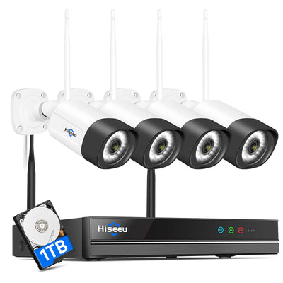 [Wireless Pro, 100ft Range, Expandable 10Channels 4K NVR] 5MP Wireless Security Camera System BUILD-IN HDD With Two Way Audio