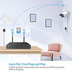 [Wireless Pro, 100ft Range, Expandable 10Channels 4K NVR] 5MP Wireless Security Bullet Camera System BUILD-IN HDD with IP66 Waterproof