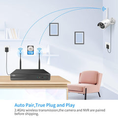 [Wireless Pro, 100ft Range, Expandable 16Channels 4K NVR] 5MP Wireless Security Camera System BUILD-IN HDD
