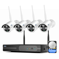 [Wireless Pro, 2.4G/5GHz WiFi 100ft Range, Expandable 16Channels 4K NVR] 8MP Wireless Security Bullet Camera System BUILD-IN HDD with Two-Way Audio