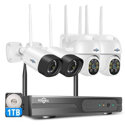 [Wireless Pro, IP66 Waterproof, Expandable 10Channels 4K NVR] 5MP Dome PTZ Cameras and Bullet Cameras Combination Wireless Security Camera System BUILD-IN 1TB HDD