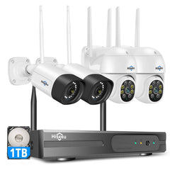 [Wireless Pro, IP66 Waterproof, Expandable 10Channels 4K NVR] 5MP Dome PTZ Cameras and Bullet Cameras Combination Wireless Security Camera System BUILD-IN 1TB HDD