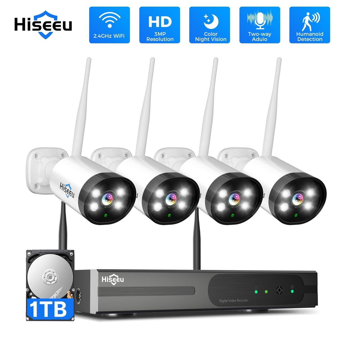Wireless,Expandable 10Channels NVR] 2k Wireless Security Camera