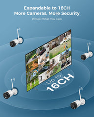 [Wireless Pro, 5G/2.4GHz WiFi, Expandable 16Channels 4K NVR] 8MP Wireless Home Security Bullet Camera System BUILD-IN 1TB HDD