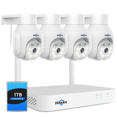 [Wireless, 24/7 Recording, Expandable 10Channels Mini NVR] 5MP PTZ 360° Security Camera System BUILD-IN 1T HDD with Two-Way Audio
