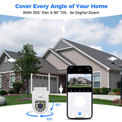 [Wireless Pro, 2.4G WiFi, Expandable 10 Channels 4K NVR] 3MP Wireless PTZ Outdoor Security System BUILD-IN 500GB HDD Color Night Vision