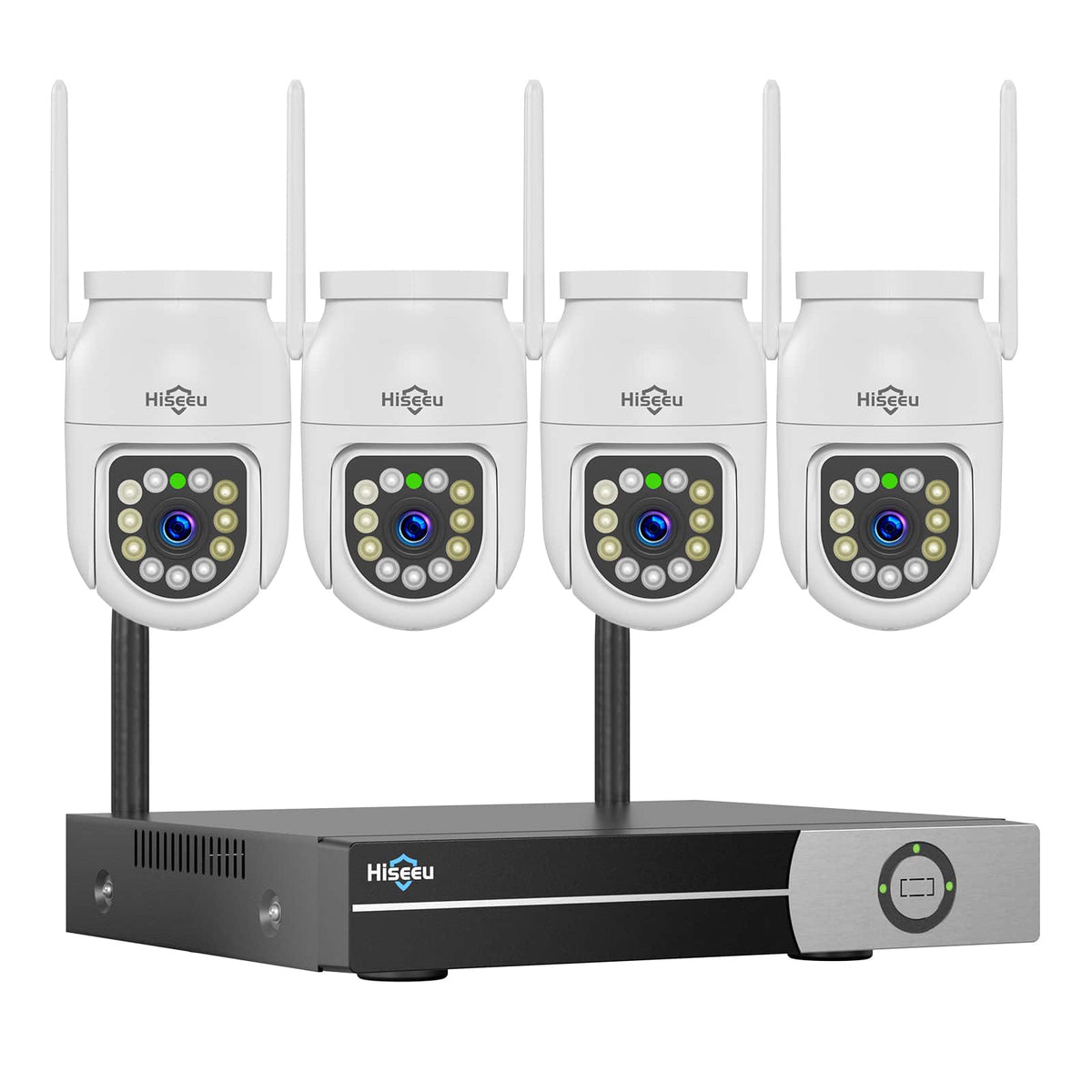 [Wireless Pro, 2.4G WiFi, Expandable 10 Channels 4K NVR] 3MP Wireless PTZ Outdoor Security System BUILD-IN 500GB HDD Color Night Vision