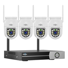 [Wireless Pro, 2.4G WiFi, Expandable 10 Channels 4K NVR] 3MP Wireless PTZ Outdoor Security System BUILD-IN 500GB HDD Color Night Vision