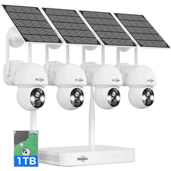 [2.4G&5G WiFi, Expandable 10CH 4K NVR] 4MP Solar Wireless Security Camera System BUILD-IN HDD