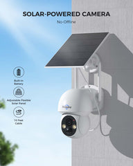 [2.4G&5G WiFi, Expandable 10CH 4K NVR] 4MP Solar-Powered Wireless PTZ 360° View Security Camera System BUILD-IN HDD