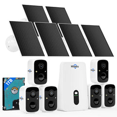 [AI Motion Detection, Expandable 10CH, 2.4G & 5G WiFi] 4MP Wireless Solar-Powered Security Cameras System With Two-Way Audio