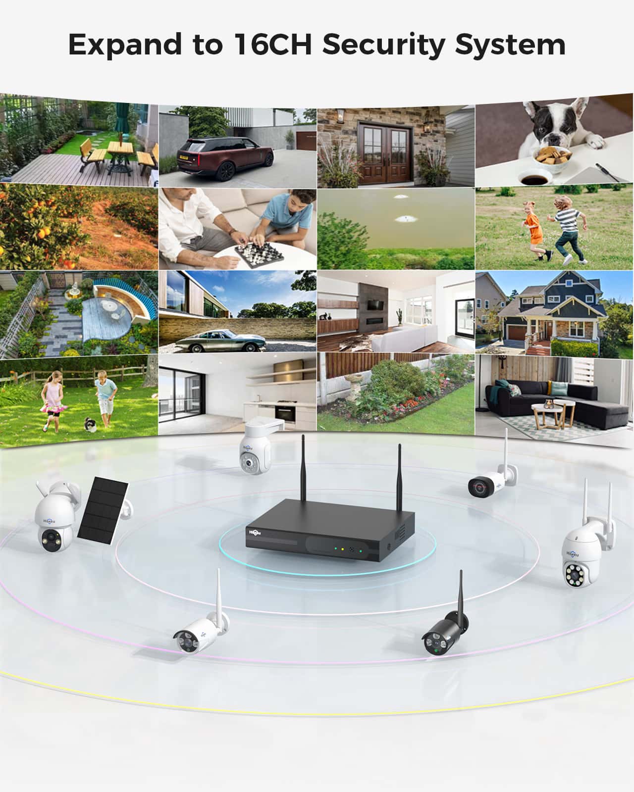 [Wireless Pro, 100ft Range, Expandable 16Channels 4K NVR] 5MP Wireless Security Camera System BUILD-IN 3T HDD【Black】