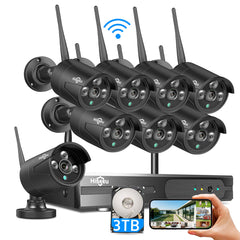 [Wireless Pro, 100ft Range, Expandable 16Channels 4K NVR] 5MP Wireless Security Camera System BUILD-IN 3T HDD【Black】