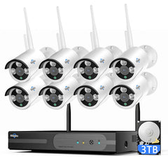 [Wireless Pro, 2.4G/5GHz WiFi 100ft Range, Expandable 16Channels 4K NVR] 8MP Wireless Security Bullet Camera System BUILD-IN HDD with Two-Way Audio