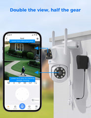 [Wireless Pro, 5G&2.4G WiFi, Expandable 10Channels 4K NVR] 2K Dual Lens Wireless Security PTZ Camera System BUILD-IN 1TB HDD with Auto Tracking