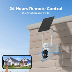 4MP No Monthly Fee PTZ 360° View Solar Wireless Battery Camera With Color Night Vision