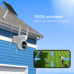 4MP No Monthly Fee PTZ 360° View Solar Wireless Battery Camera With Color Night Vision