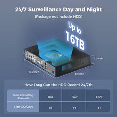 【NO Hard Drive】Hiseeu 4K DVR Security 8MP Digital Video Recorder Advanced for CCTV Security Camera, AHD/TVI/CVI/CVBS/IPC