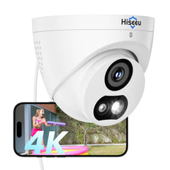 Hiseeu [4K HD+121°Wide View] 8MP PoE Camera, IP Camera, Human Vehicle Detect, 3840 × 2160p,25fps, 2 Way Audio, Free Remote Access, Color Night Vision, IP 67 Waterproof, Work PoE NVR
