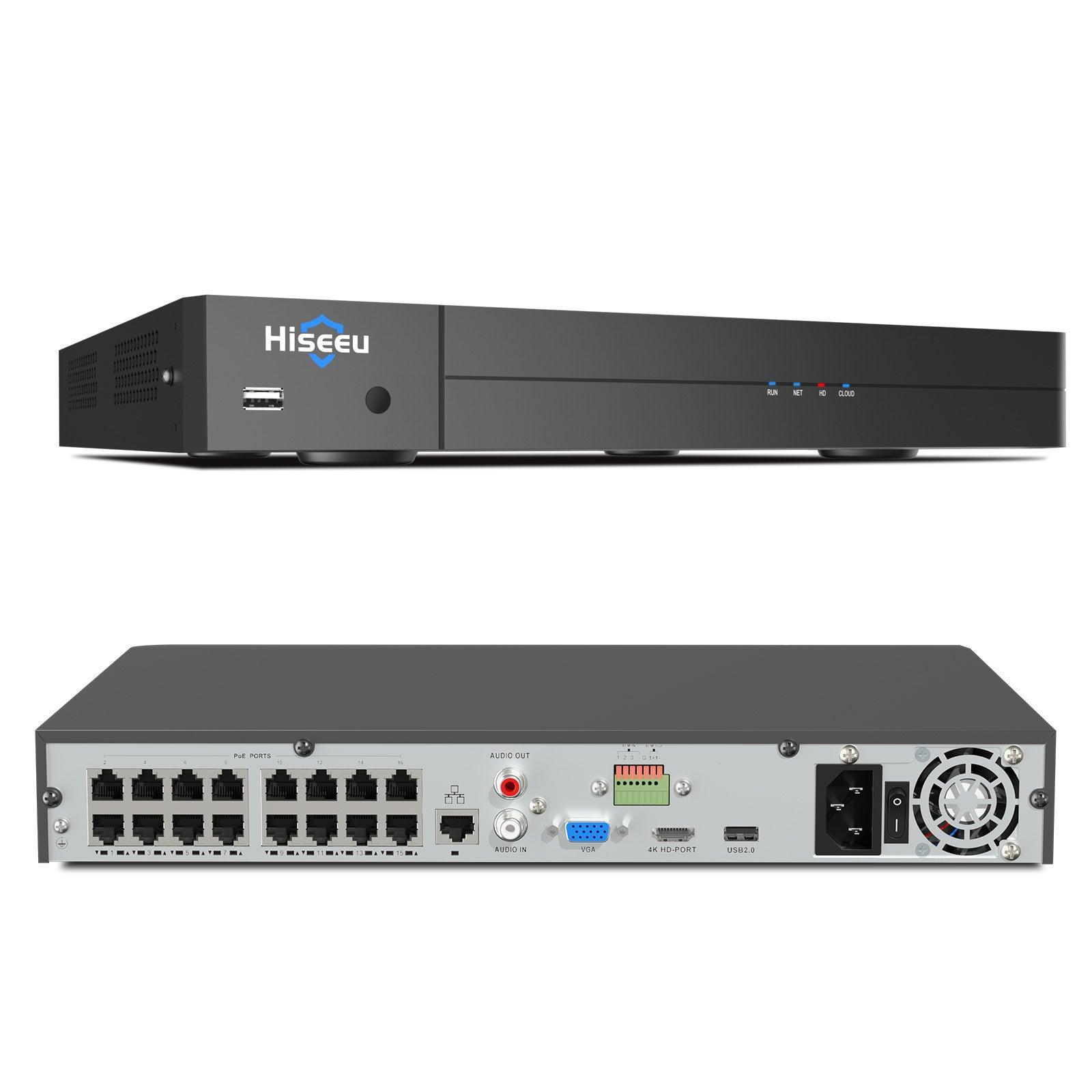 Hiseeu 4K PoE Network Video Recorder NVR, Support 4K/2K/8MP/5MP/3MP/1080P PoE Camera, Free Remote Access, Motion Alarm, 24/7 Recording, Smart Playback, No Hard Disk Drive - Hiseeu