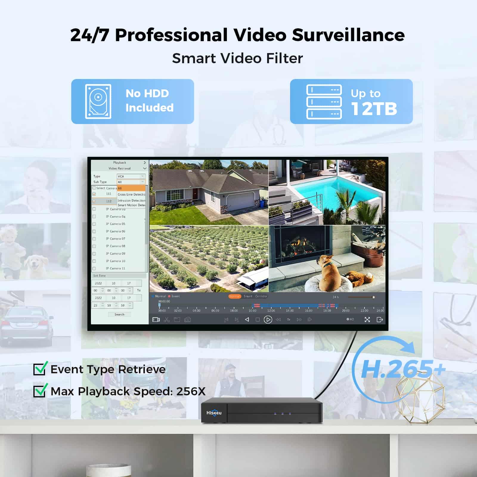 12MP + 16CH Extendable] Hiseeu 12MP PoE 8 Ports NVR Network Video Rec