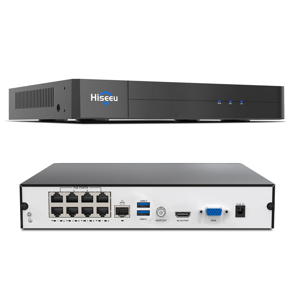 Hiseeu 4K PoE Network Video Recorder NVR, Support 4K/2K/8MP/5MP/3MP/1080P PoE Camera, Free Remote Access, Motion Alarm, 24/7 Recording, Smart Playback, No Hard Disk Drive - Hiseeu