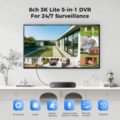 【NO Hard Drive】Hiseeu 3K DVR Security 5MP Digital Video Recorder Advanced for CCTV Security Camera, AHD/TVI/CVI/CVBS/IPC 5 in 1 Hybrid