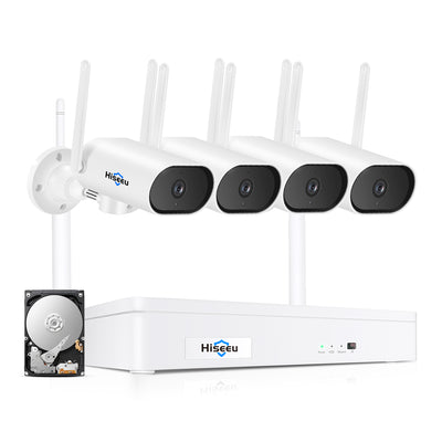 [Expandable 8CH,3MP] WiFi Security Camera System Outdoor/Indoor,4pcs Pan 180°View Cameras,2-Way Audio,WiFi 8CH 5MP NVR System,Night Vision,Home WiFi Surveillance Cameras,1TB Hard Drive