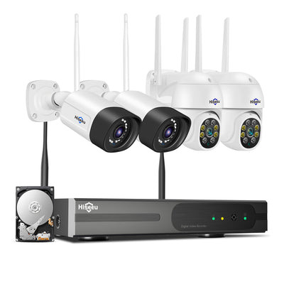 [Expandable 10CH,3MP]WiFi Security Camera System Outdoor 3MP Dome PTZ Cameras and Bullet Cameras Surveillance Mobile&PC Remote,IP66 Waterproof,Night Vision,7/24/Motion Record,Motion Alert,Two Way Audio