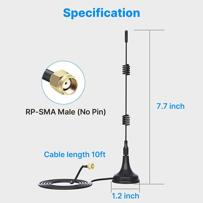 2.4GHz 7dBi 5XRange WiFi Booster Antenna +10ft Magnetic Base