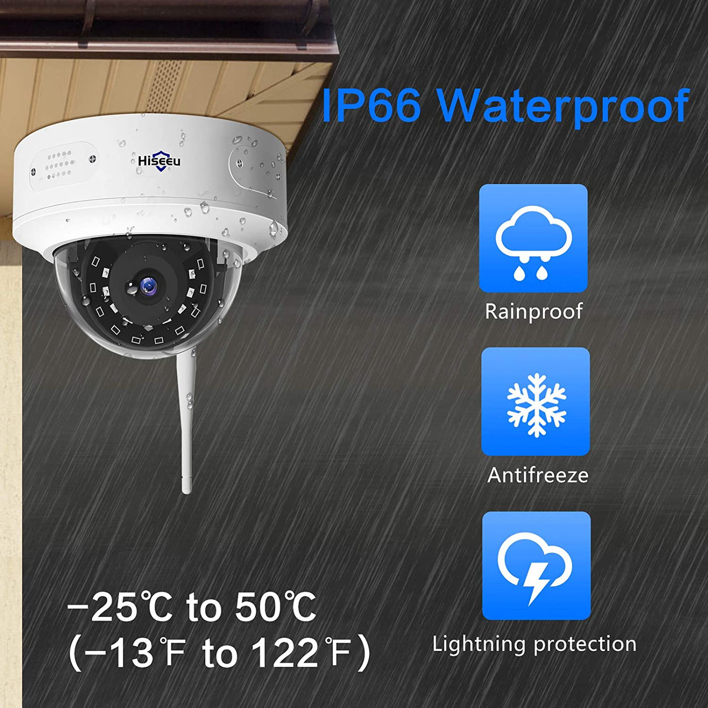 2K Security Camera Outdoor, Dome Surveillance IP Camera wit Two-Way Audio IP66 Waterproof, Motion Detection,Night Vision,Not PTZ Camera Compatible Wireless Camera System