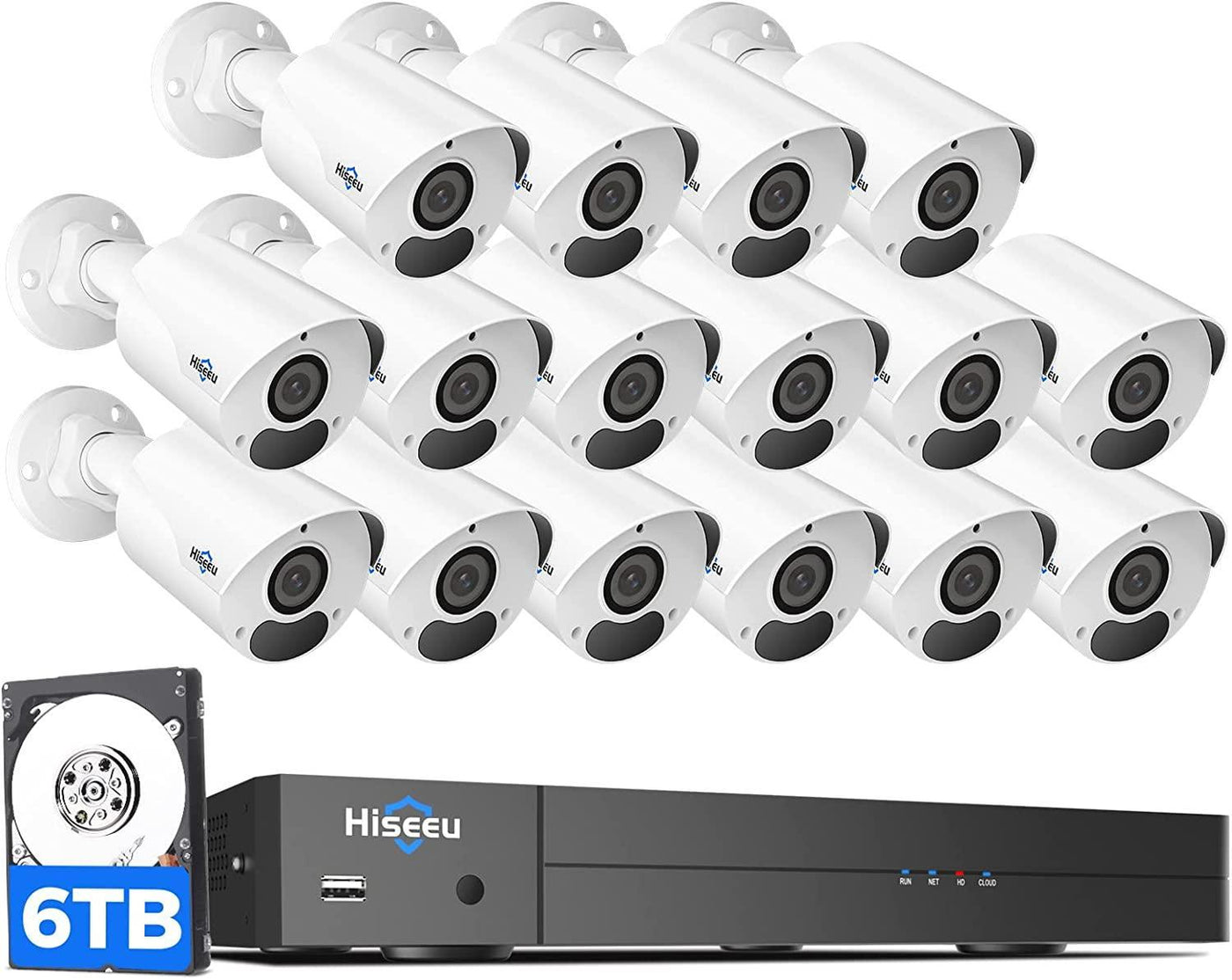 [4K HD+3TB HDD] Hiseeu 4K Security Camera System, PoE Security Camera System w/4pcs IP PoE Cameras, 121° Wide View, IP67 Waterproof, Remote Access, WDR, Person Vehicle Detect, 7/24 Audio Recording