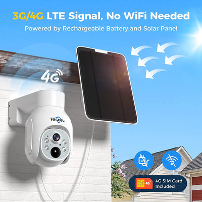 4G LTE Outdoor Solar Powered Cellular Security Camera Wireless, Battery Powered, Pan Tilt 355°View Floodlights, 2K HD Color Night Vision,2-Way Talk,IP66 Waterproof,PIR Human Detection