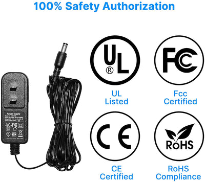 AC 100-240V to DC 12V 1A 1000mA 12W Power Supply 5.5 x 2.1mm FCC 10 Feet Cable Power Supply (12V-1000mA) Power Adapter for Security Cameras