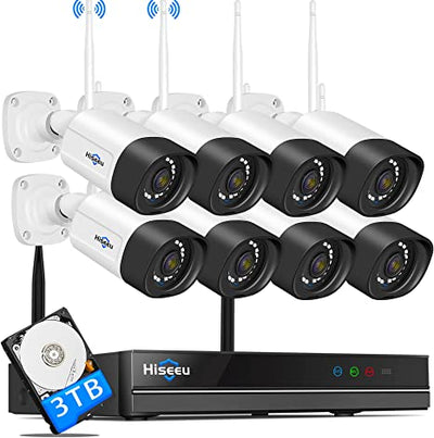 [Expandable 10CH,3MP]  WiFi Security Camera System, Expandable 10CH 5MP NVR,1TB/3TB Hard Drive,12V DC Power Cords,IP66 Waterproof, Motion Alert, Plug&Play, 24/7 Countinously Recording, Work with Alexa