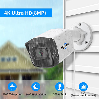 4K PoE Security Camera, H.265+ 8MP IP Outdoor Camera w/ 1-Way Audio, IP67 Waterproof Exterior Security Camera with SD Slot,100ft Night Vision, Free APP Remote Access, Hikvision DS-2CD2085G1-I