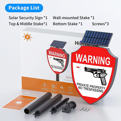 【Solar Powered,Weapon Signs】 Wireless Solor Powered Yard Signs Fake Camera Auto Night Mode IP65 Waterproof Rifle for Yard