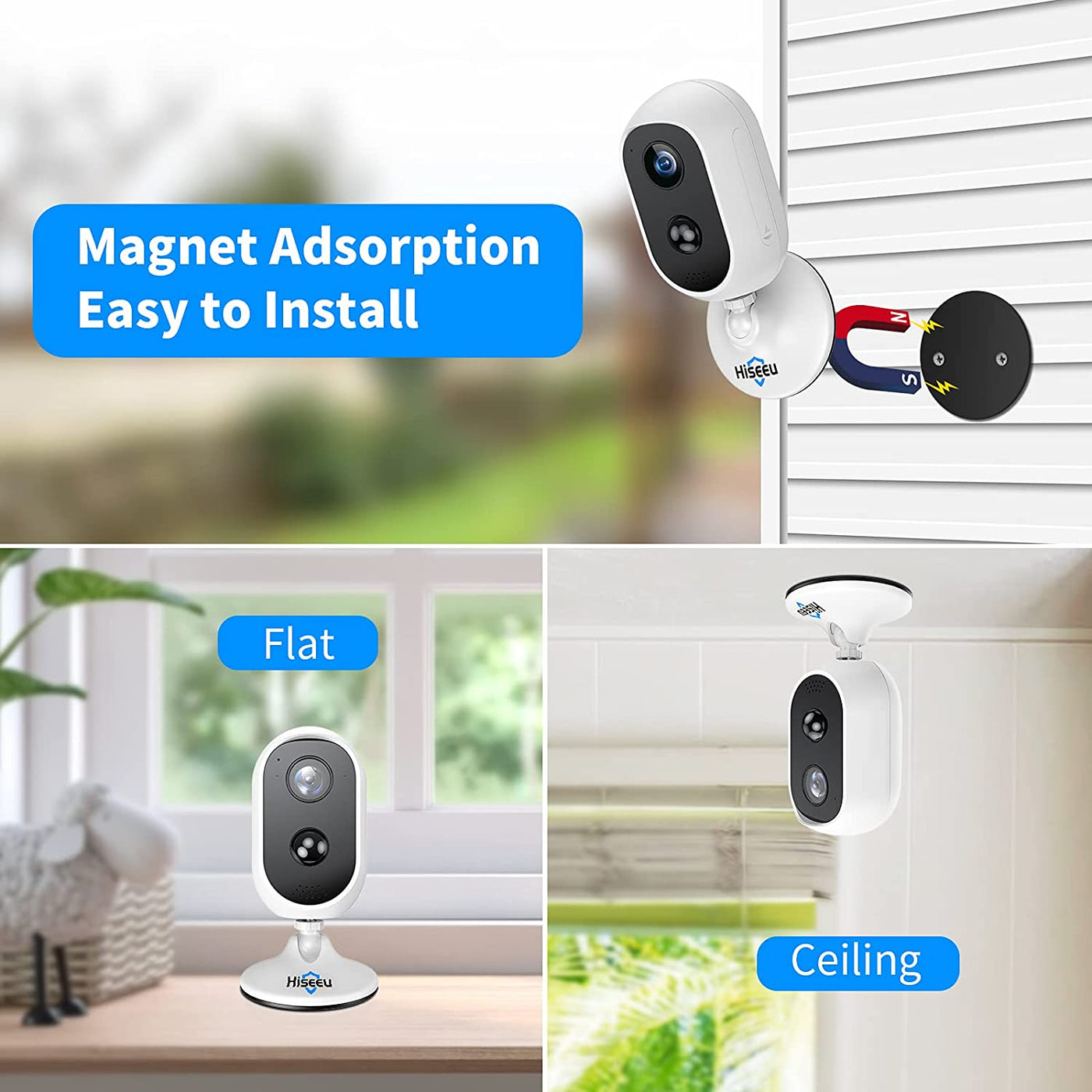 Security Camera Wireless, 2K Home Camera Outdoor & Indoor, Battery Powered Surveillance Camera, PIR Motion Detection, Two-Way Audio, Night Vision