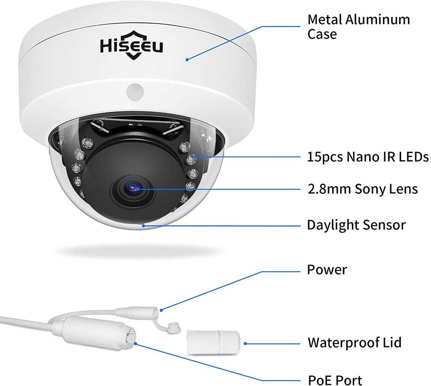 5MP PoE Dome Security Camera with Audio, IP Network Camera for Indoor Outdoor Security