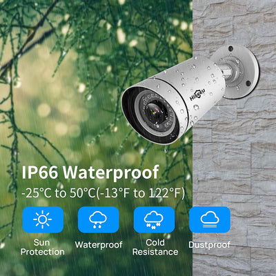 Hiseeu 5MP PoE Security Camera Color Night Vision,IP66 Waterproof Outdoor Security Camera,Two-way Audio,Smart Alerts,Work with Hiseeu PoE CCTV System