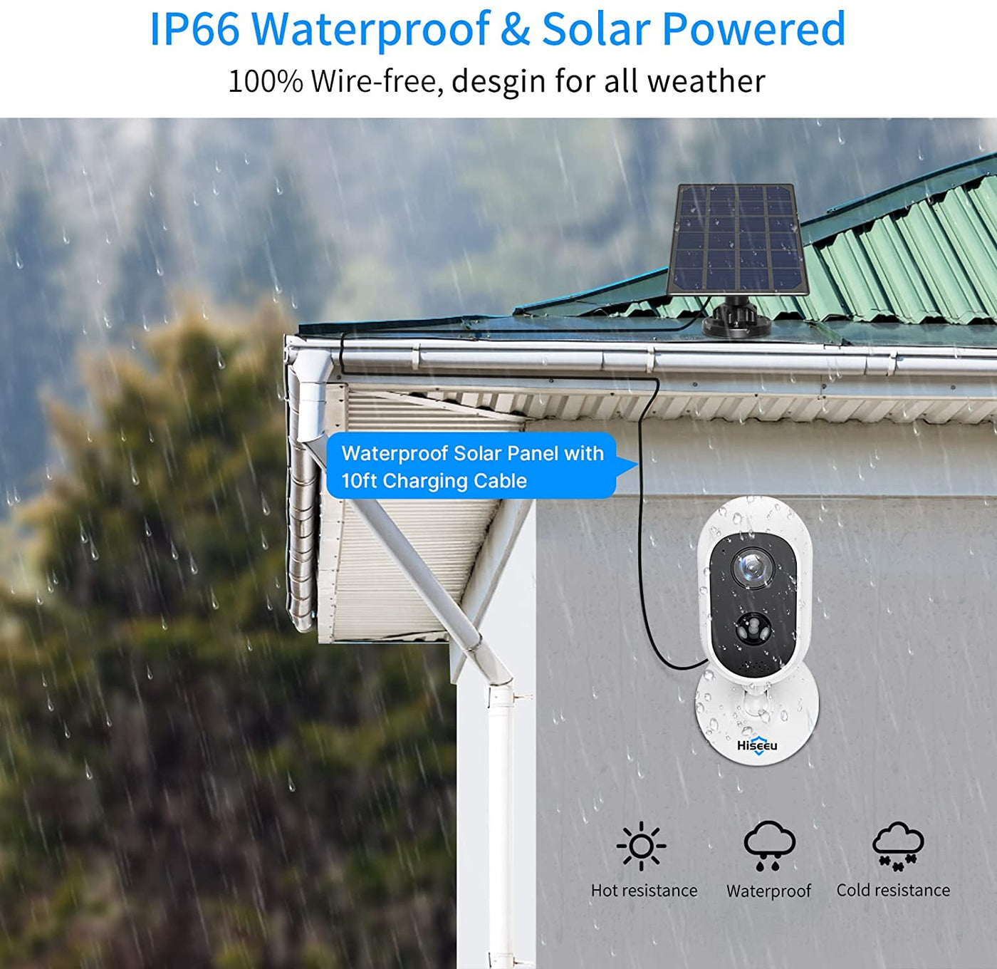[Expandable 4CH,3MP] Solar Security Camera Outdoor, Wireless Home Camera, Expandable 4CH, 32GB, PIR Motion Recording, IR Night Vision, Two-Way Audio