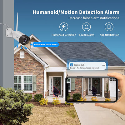 2K Security Camera Wireless Outdoor, 2-Way Audio, 3MP Surveillance Cameras, IP66 Waterproof, 2.4Ghz Only, Motion Detection, IR Night, SD Storage, Compatible WiFi System, Work with Alexa