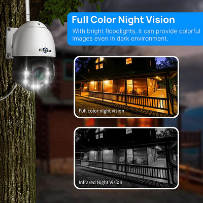 Wireless 30X Optical Zoom Camera 3MP PTZ Security Camera Outdoor Two Way Audio 250ft Night Vision with Floodlight, Sound&Light Alarm Dome Security Camera Works with Alexa